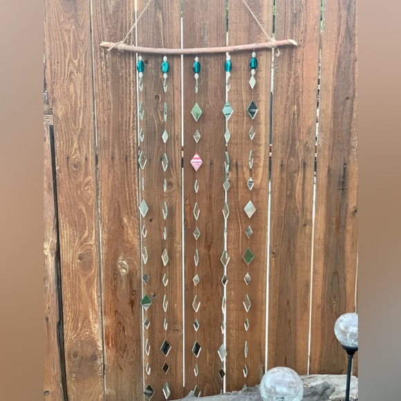 Mirrors & Teal Glass Beads Wind Chime Sun Catcher - Picture 3 of 16